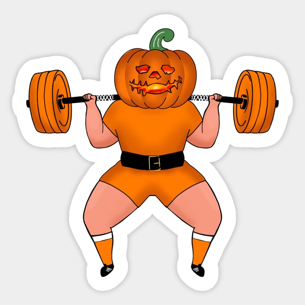 Funny workout design for Halloween Jack-o'-lantern Squats Sticker by SusanaDesigns